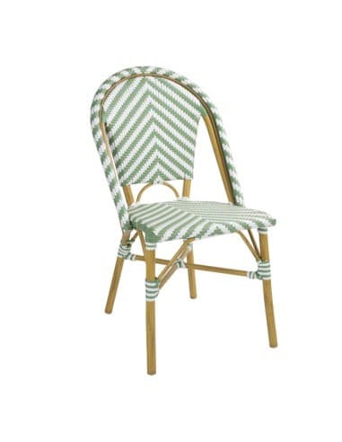 Chaises style parisien en polyrotin PE Bolero vert clair (lot de 2)