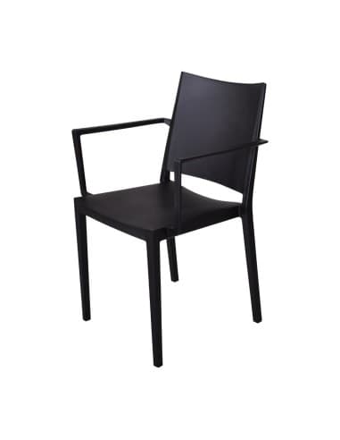 Fauteuils d'extérieur en polypropylène empilables Florence noirs (lot de 4)