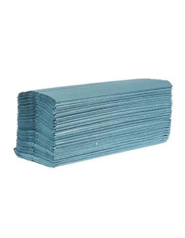 Essuie-mains 1 pli pliage en C Jantex bleu 2850 feuilles (lot de 15)