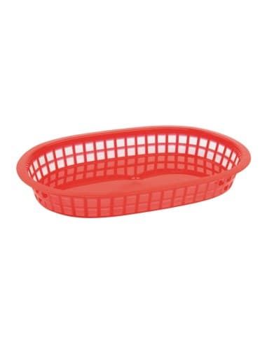 Panière alimentaire ovale en polypropylène Olympia rouge (lot de 6)