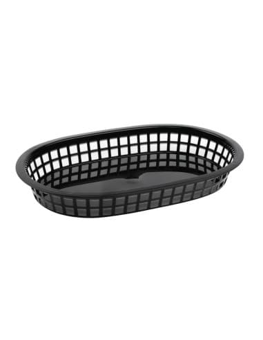 Panière alimentaire ovale en polypropylène Olympia noire (lot de 6)