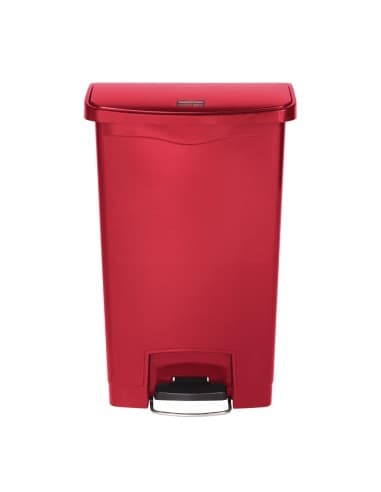 Poubelle à pédale frontale Rubbermaid Slim Jim rouge 50L