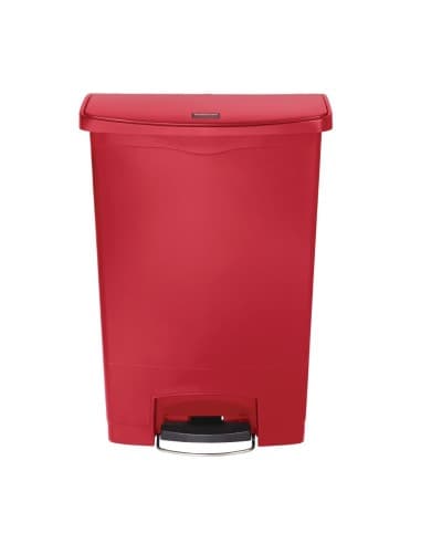 Poubelle à pédale frontale Rubbermaid Slim Jim rouge 90L