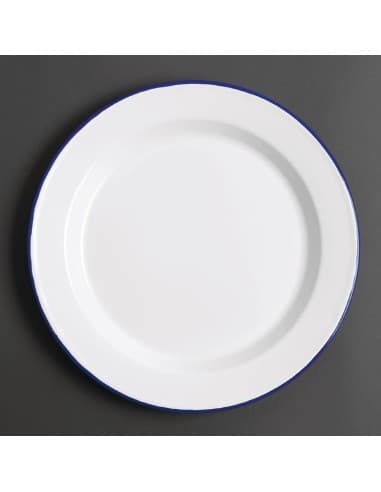 Assiettes plates en acier émaillé Olympia 245mm (lot de 6)