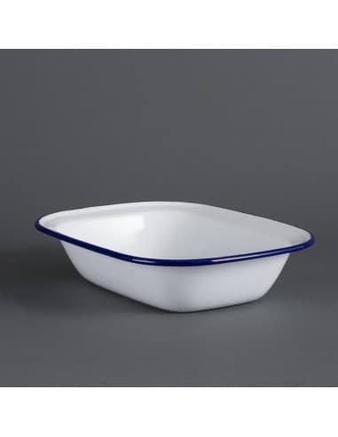 Plats de service rectangulaires acier émaillé Olympia 280x190mm (lot de 6)