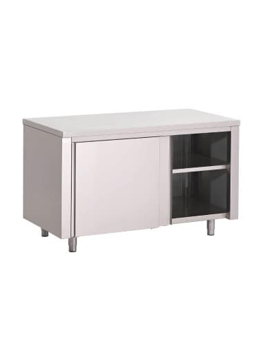 Table armoire inox avec portes coulissantes Gastro M 1200 x 700 x 850mm