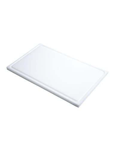 Planche à découper avec rigole GN1/2 en polyéthylène haute densité Gastro M blanche