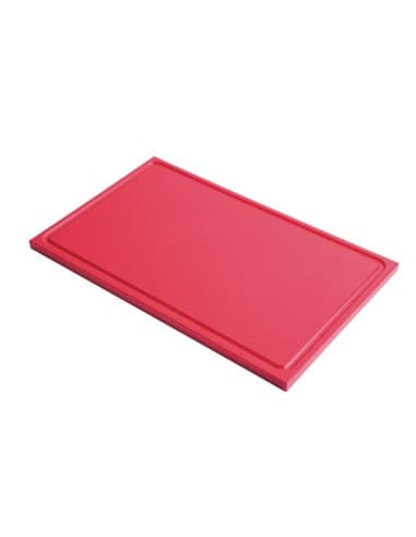 Planche à découper avec rigole GN1/2 en polyéthylène haute densité Gastro M rouge