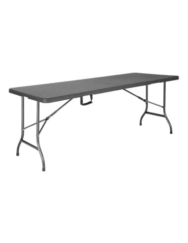 Table pliante rectangulaire en rotin PE Bolero noire