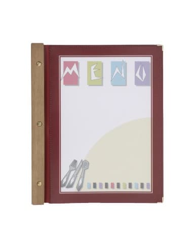 Protège-menus en bois Securit rouge foncé A4