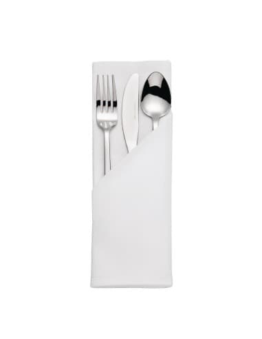 Serviettes blanches en coton bande de satin Mitre Luxury (lot de 10)