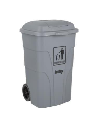 Poubelle à roulettes avec pédale Jantex 120L grise