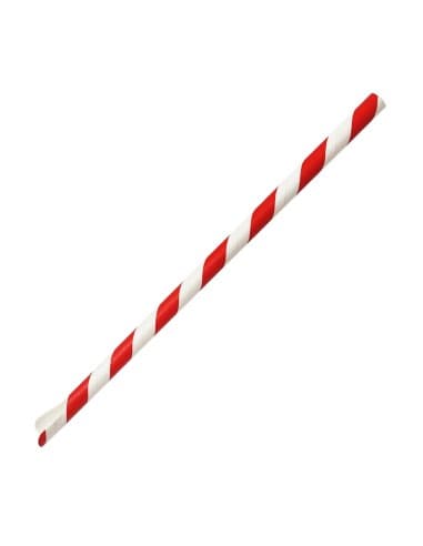 Pailles cuillères en papier Fiesta Compostable rouge et blanc 210x8mm (lot de 250)