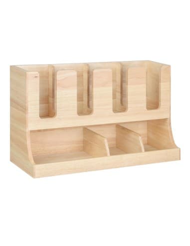 Organisateur de gobelets et condiments en bois d'hévéa Olympia 450x405x240mm