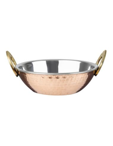 Plat Kadai en cuivre avec poignĂ©es en inox revĂȘtement laiton Olympia 660ml