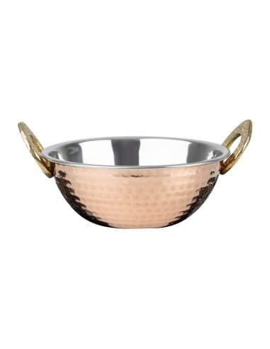 Plat Kadai en cuivre avec poignées en inox revêtement laiton Olympia 400ml