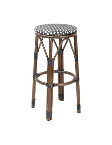 Tabourets de bar en rotin PE style parisien Bolero bois foncé noirs (lot de 2)