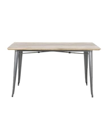 Table à manger avec plateau en bois de manguier lisse et piètement gris acier Bolero Bistro 1450 mm
