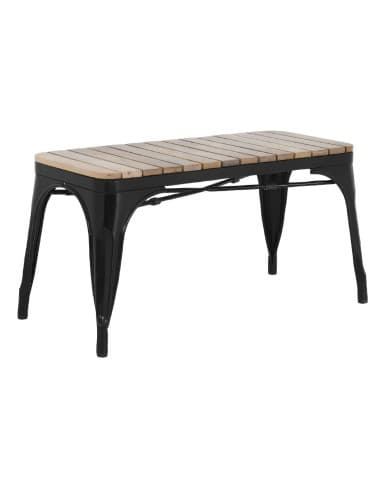 Banc d'intérieur à lattes en bois de manguier et cadre noir Bolero Bistro 850 mm (lot de 2)