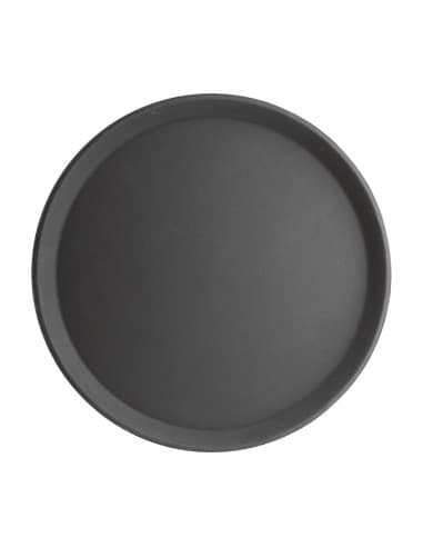Plateau antidérapant en fibre de verre Olympia Kristallon rond noir 406mm