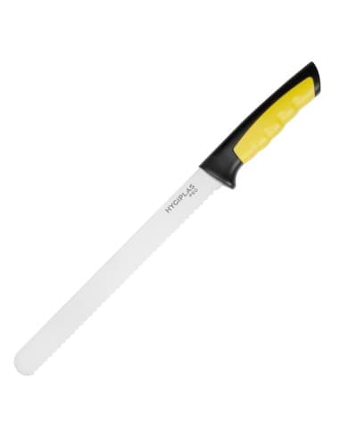 Couteau à trancher denté Hygiplas Pro jaune 25cm