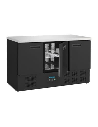 Table réfrigérée positive trois portes Polar série G noire 400 L