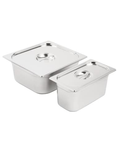 Ensemble de bacs GN 1/3 et 2/3 inox avec couvercles Vogue
