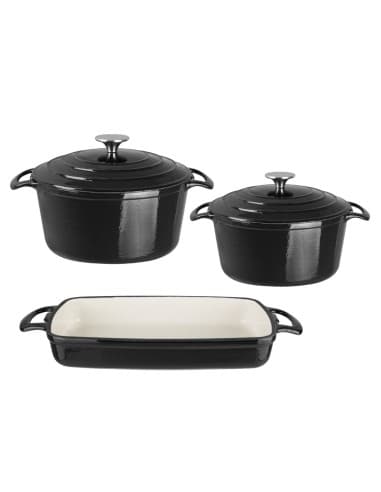 Ensemble 3 pièces cocottes et plat à rôtir en fonte Vogue Cook Like A Pro