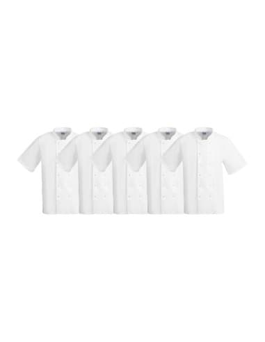 Vestes de cuisine manches courtes Whites Boston blanches M (lot de 5)