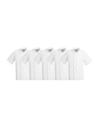 Vestes de cuisine manches courtes Whites Boston blanches L (lot de 5)