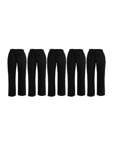 Pantalons de cuisinier mixtes en polycoton Whites Vegas noirs L (lot de 5)