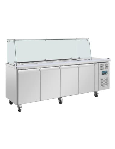 Comptoir à salade GN avec pare-haleine carré Polar Série U 4 portes