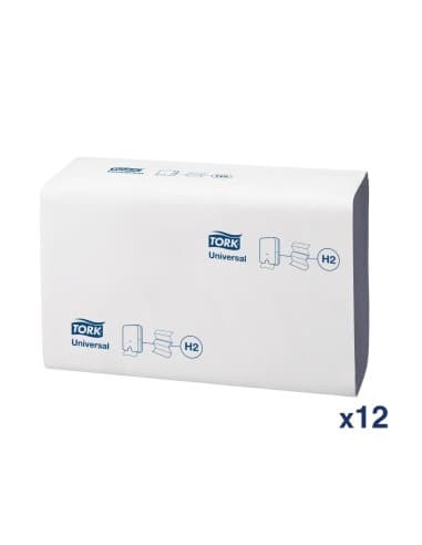 Essuie-mains en Z 1 pli Tork bleu 250 feuilles (lot de 12)
