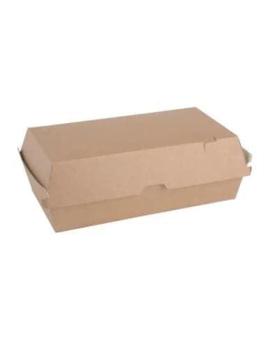 Grandes boîtes kraft avec couvercle à charnière compostables Fiesta Compostable 204mm (lot de 100)