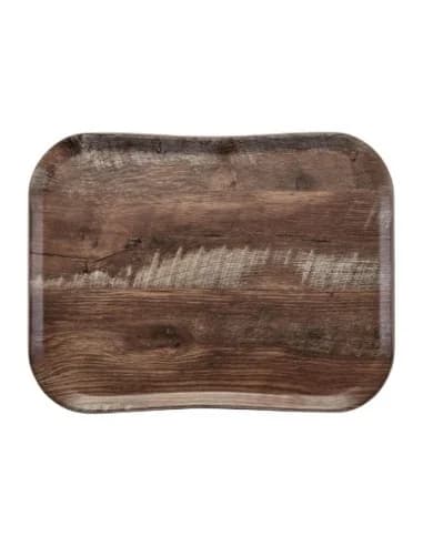 Plateau polyester Century aspect naturel bois Cambro chêne foncé 330 x 430mm