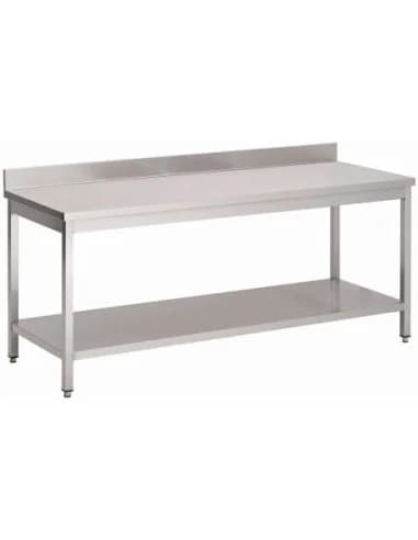 Table inox avec dosseret et étagère basse Gastro M 2000 x 600 x 850mm