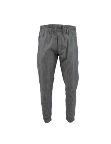 Pantalon de cuisine Works Urban Jogger 257 Ă fines rayures noires et blanches L