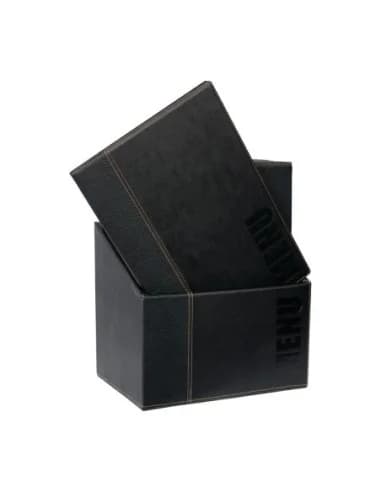 Porte-menus contemporains A4 noirs avec boîte de rangement (lot de 20)