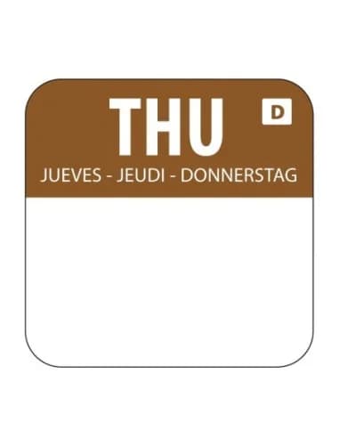 Etiquettes solubles pour aliments Hygiplas jeudi (Lot de 1000)