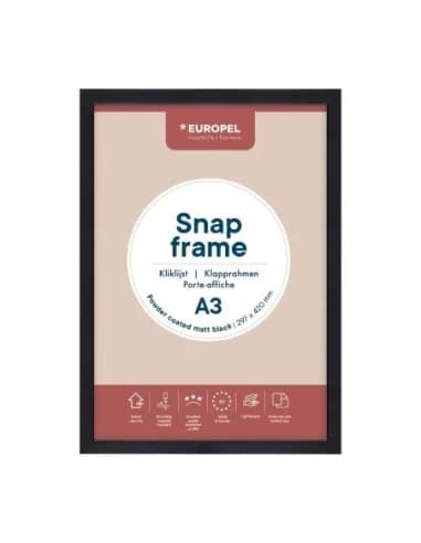 Cadre clipsable Europel A3 25mm noir mat