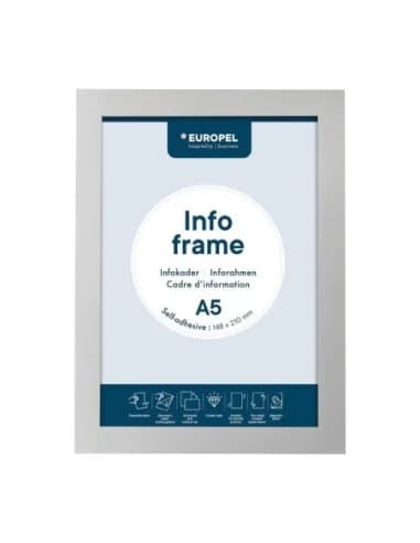 Cadres d'affichage autocollants Europel A5 argent (lot de 2)