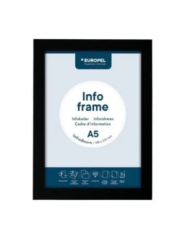 Cadres d'affichage autocollants Europel A5 noirs (lot de 2)