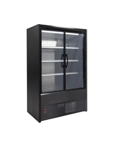 Vitrine libre-service réfrigérée Zoin Cervinho noire avec portes battantes 1000mm