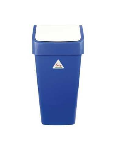 Poubelle polypropylène à couvercle battant SYR bleue 50L
