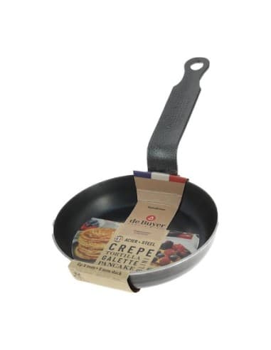 PoĂȘle Ă blinis en tĂŽle dÂżacier bleuie De Buyer 12 cm