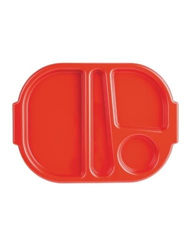 Grands plateaux repas à compartiments en polypropylène Olympia Kristallon rouges 375mm (Box 10)