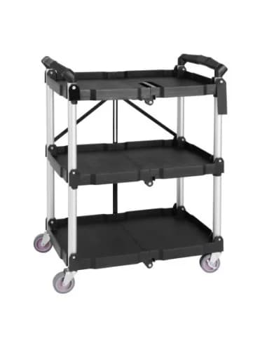 Petit chariot pliant en polypropylène Vogue 3 niveaux noir