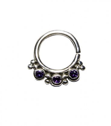 SEPTUM N° 59 - ARGENT- ZIRCONS VIOLETS -1,2mm ***SOLDE !!
