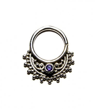 SEPTUM N° 53 - ARGENT- ZIRCONS VIOLETS -1,2mm ***SOLDE !!