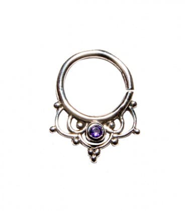 SEPTUM N° 44 - ARGENT - ZIRCONS VIOLETS -1,2mm ***SOLDE !!